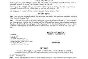 Quyết định 987/QĐ-TCT năm 2010 tổ chức Trường Nghiệp vụ Thuế