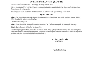 Quyết định 1178/QĐ-UBND giá thóc thu thuế sử dụng đất nông nghiệp Đông Xuân 2009 2010 Quảng Trị