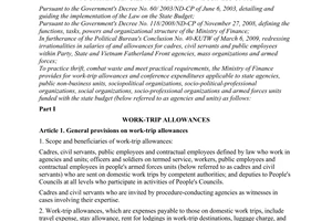 Circular No. 97/2010/TT-BTC on work-trip allowances and conference expenditures