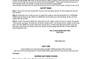 Quyết định 19/2010/QĐ-UBND Quy chế hoạt động vật liệu nổ công nghiệp