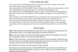 Quyết định 20/2010/QĐ-UBND sản xuất giống, ương giống, khai thác nghêu giống