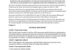 Circular No. 18/2010/TT-BGTVT guiding the implementation of a number of articles