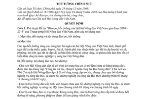 Quyết định 1045/QĐ-TTg  phê duyệt Đề án Đào tạo, bồi dưỡng cán bộ Hội Nông dân