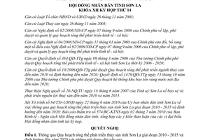 Nghị quyết 332/NQ-HĐND năm 2010 quy hoạch phát triển thủy sản Sơn La