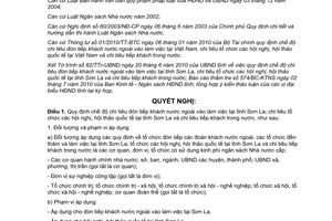 Nghị quyết 329/2010/NQ-HĐND chế độ chi tiêu đón tiếp khách nước ngoài Sơn La