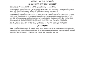 Quyết định 05/2010/QĐ-UBND đơn giá xây dựng nhà ở đối với hộ tái định cư Điện Biên