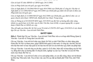 Quyết định 16/2010/QĐ-UBND thành lập Chi cục Văn thư Lưu trữ Vĩnh Phúc