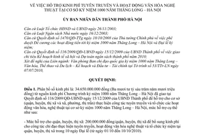 Quyết định 3331/QĐ-UBND hỗ trợ kinh phí tuyên truyền hoạt động văn hóa nghệ thuậ