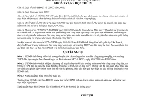 Nghị quyết 168/2010/NQ-HĐND16 phê duyệt kế hoạch chuyển đổi trường mầm non