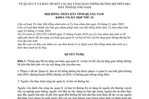 Nghị quyết 165/2010/NQ-HĐNĐ  quản lý và bảo trì kết cấu hạ tầng giao thông đường