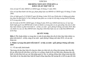 Nghị quyết 323/2010/NQ-HĐND nhiệm vụ giải pháp phát triển kinh tế xã hội Sơn La