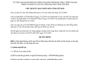 Quyết định 1066/QĐ-UBND năm 2010 hỗ trợ khắc phục thiệt hại do thiên tai Yên Bái