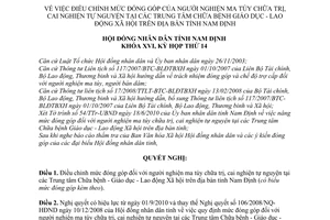 Nghị quyết 140/2010/NQ-HĐND điều chỉnh mức đóng góp người nghiện ma túy