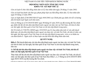 Nghị quyết 01/2010/NQ-HĐND chi tiếp khách nước ngoài tổ chức hội nghị tiếp khách trong nước Trà Vinh