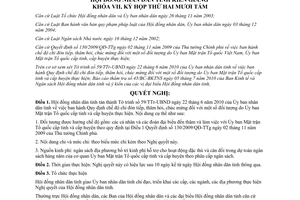 Nghị quyết 119/2010/NQ-HĐND chi đón tiếp thăm hỏi chúc mừng Kiên Giang