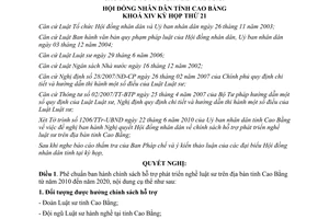 Nghị quyết 25/2010/NQ-HĐND chính sách hỗ trợ phát triển nghề luật sư Cao Bằng
