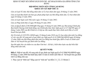 Nghị quyết 21/2010/NQ-HĐND sửa đổi chính sách Dân số Kế hoạch hóa Cao Bằng