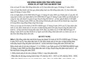 Nghị quyết 114/2010/NQ-HĐND điều chỉnh chỉ tiêu định hướng phát triển Kiên Giang