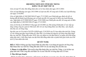 Nghị quyết 05/2010/NQ-HĐND Khai thác và sử dụng tài nguyên cát lòng sông Hậu Sóc Trăng đến 2020