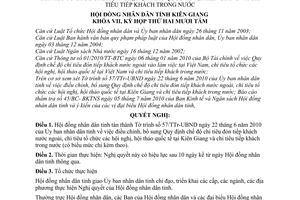 Nghị quyết 118/2010/NQ-HĐND chế độ chi tiêu đón tiếp khách nước ngoài