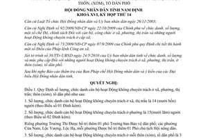 Nghị quyết 138/2010/NQ-HĐND số lượng chức danh mức phụ cấp cán bộ hàng tháng