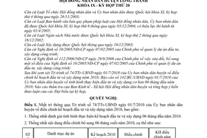 Nghị quyết 05/2010/NQ-HĐNĐ điều chỉnh kế hoạch vốn đầu tư và xây dựng