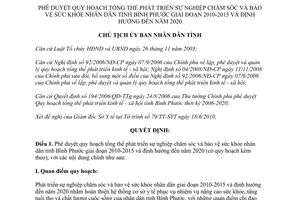 Quyết định 1610/QĐ-UBND 2010 phát triển chăm sóc bảo vệ sức khỏe nhân dân Bình Phước