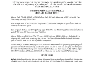 Nghị quyết 05/2010/NQ-HĐND chi tiêu đón tiếp khách nước ngoài tổ chức hội nghị quốc tế Đắk Lắk