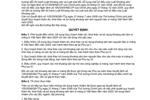 Quyết định 1065/QĐ-TTg  phê duyệt điều chỉnh Quy hoạch thăm dò, khai thác