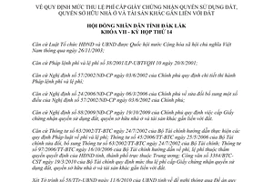 Nghị quyết 10/2010/NQ-HĐND mức thu lệ phí cấp giấy chứng nhận quyền sử dụng đất Đắk Lắk