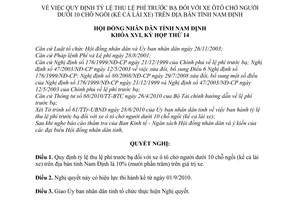 Nghị quyết 137/2010/NQ-HĐND tỷ lệ thu lệ phí trước bạ xe ôtô