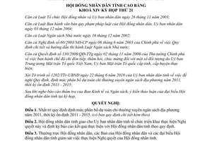 Nghị quyết 18/2010/NQ-HĐND định mức phân bổ dự toán chi thường xuyên Cao Bằng