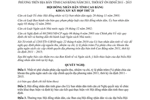 Nghị quyết 17/2010/NQ-HĐND phân cấp nguồn thu nhiệm vụ chi ngân sách Cao Bằng