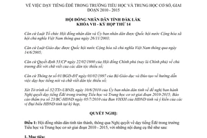 Nghị quyết 03/2010/NQ-HĐND dạy tiếng Êđê trong trường tiểu học trung học cơ sở Đắk Lắk