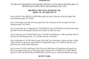 Nghị quyết 08/2010/NQ-HĐND phân cấp vốn đầu tư xây dựng trường học trường dạy nghề Đắk Lắk