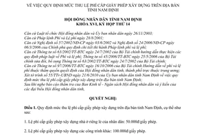 Nghị quyết 136/2010/NQ-HĐND quy định mức thu lệ phí cấp giấy phép xây dựng