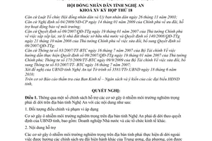 Nghị quyết 310/2010/NQ-HĐND chính sách hỗ trợ các cơ sở gây ô nhiễm môi trường