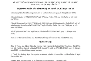 Nghị quyết 325/2010/NQ-HĐND thành lập phường Nghi Hương Nghi Thu thị xã Cửa Lò Nghệ An