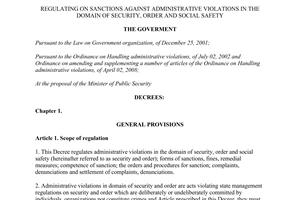 Decree No. 73/2010/ND-CP regulating on sanctions against administrative violatio
