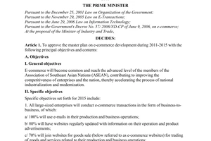 Decision No. 1073/QD-TTg approving the master plan on e-commerce development