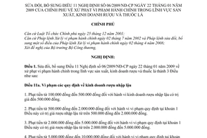 Nghị định 76/2010/NĐ-CP sửa đổi Nghị định 06/2009/NĐ-CP