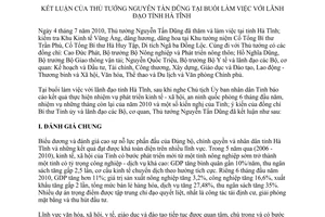 Thông báo 189/TB-VPCP kết luận Thủ tướng Nguyễn Tấn Dũng