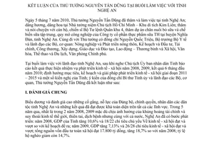 Thông báo 190/TB-VPCP kết luận Thủ tướng Nguyễn Tấn Dũng