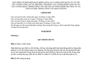 Nghị định 74/2010/NĐ-CP phối hợp hoạt động giữa lực lượng dân quân tự vệ