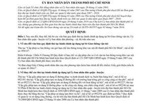 Quyết định 45/2010/QĐ-UBND sửa đổi, thay thế, bãi bỏ Quy định thủ tục hành chính