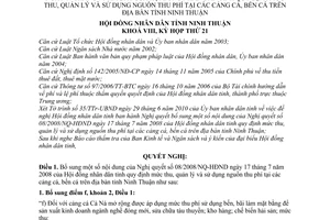 Nghị quyết 06/2010/NQ-HĐND bổ sung Nghị quyết 08/2008/NQ-HĐND