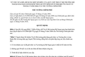 Quyết định 47/2010/QĐ-TTg sửa đổi Quy chế Trợ lý Bộ trưởng Bộ Ngoại giao