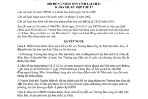Nghị quyết 177/2010/NQ-HĐND chính sách hỗ trợ Trưởng Ban công tác Mặt trận thôn bản Lai Châu