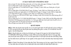 Quyết định 18/2010/QĐ-UBND mức thu lệ phí trước bạ xe ô tô chở người