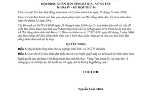 Nghị quyết 08/2010/NQ-HĐND tổng biên chế sự nghiệp 2011 Bà Rịa Vũng Tàu